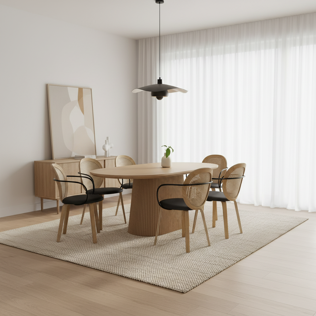 Tovas/Orias 7pc Dining Set - Natural Table with Light Oak Chair