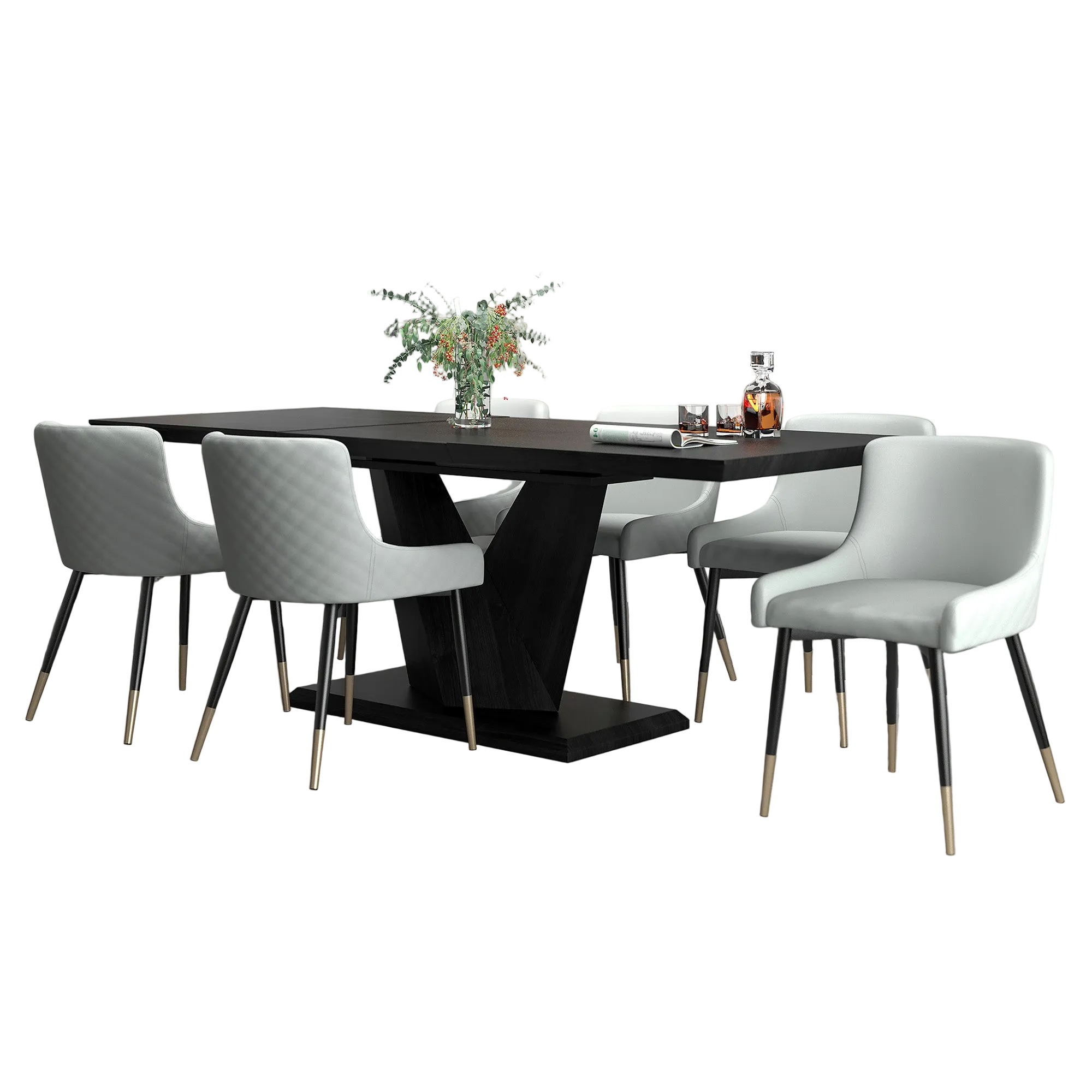 Eclipse Blk Xander Lg-7Pc Dining Set