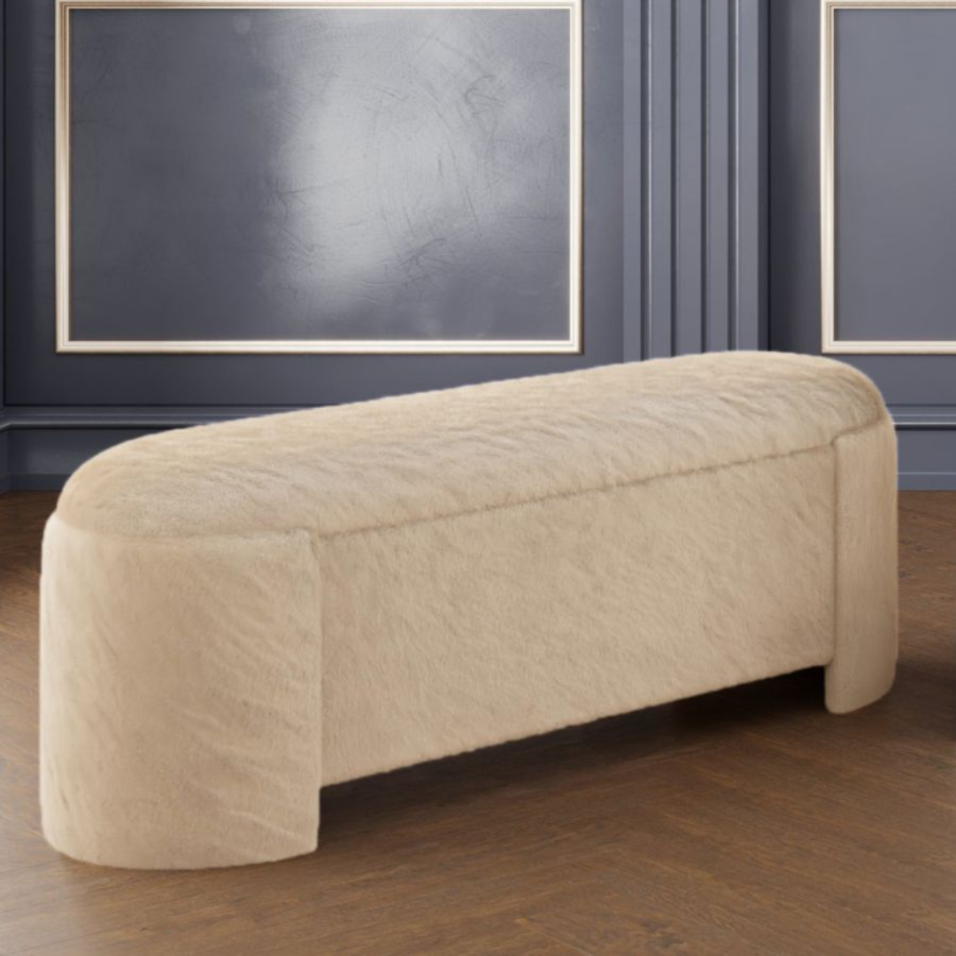 Pouf de rangement Selene en beige foncé