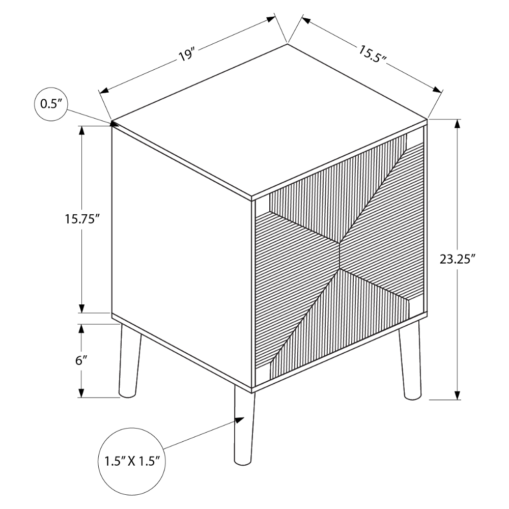 TABLE D'APPOINT - 23"H / NOYER CLAIR / TABLE D'APPOINT EN HERBE MARINE