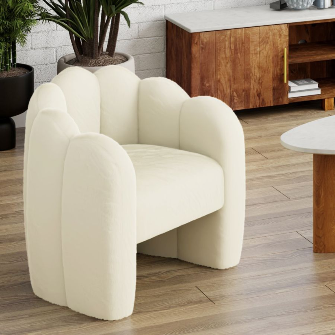 Fauteuil d'appoint Pandora en ivoire