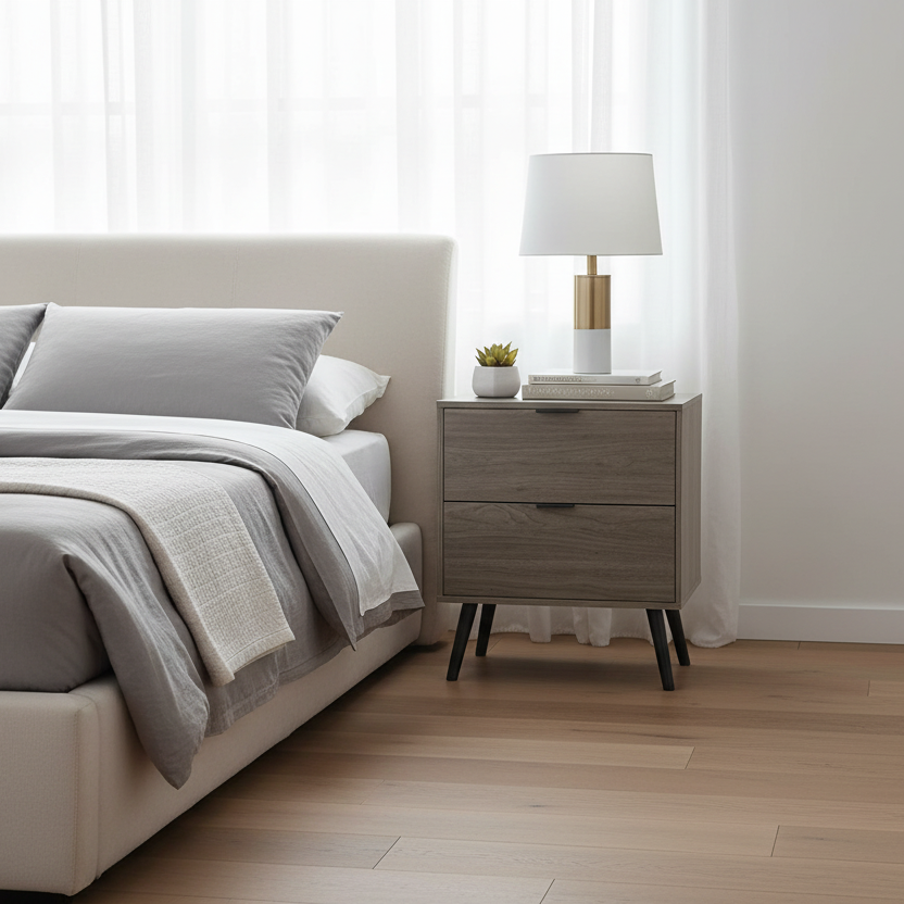 ACCENT TABLE - 24"H / WALNUT END TABLE WITH 2 DRAWERS