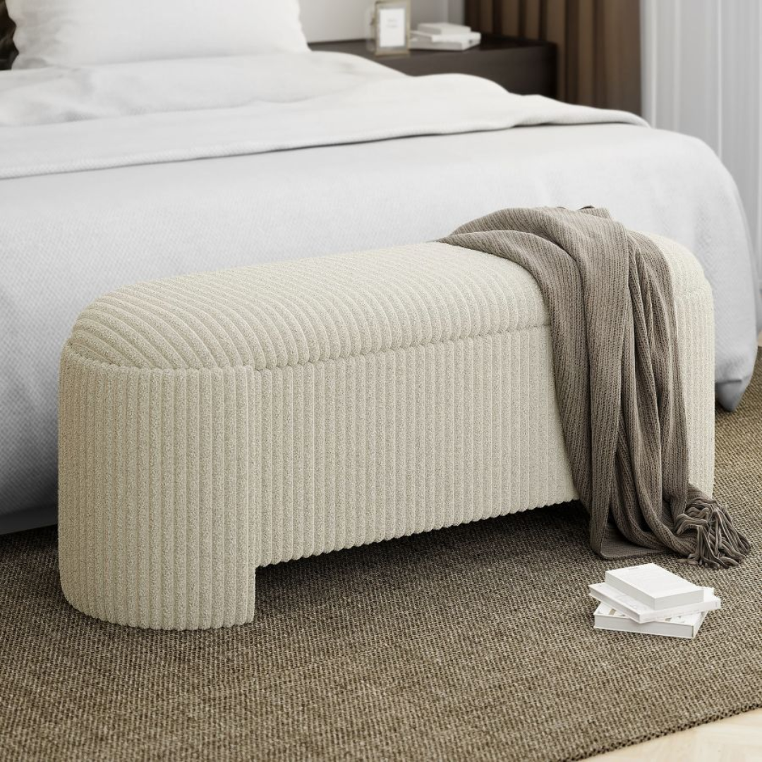 Pouf de rangement Cybil en ivoire