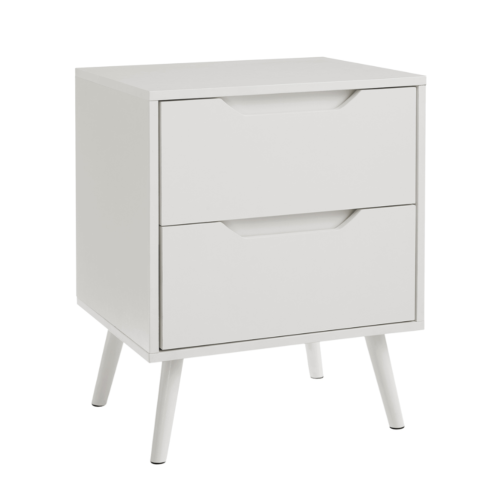 TABLE D'APPOINT - 24"H / TABLE D'APPOINT BLANCHE AVEC 2 TIROIRS
