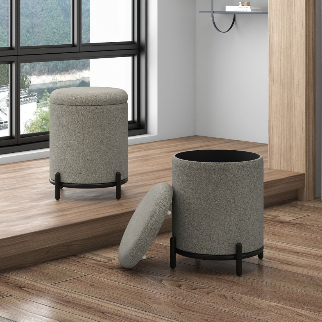 Pouf de rangement à roulettes