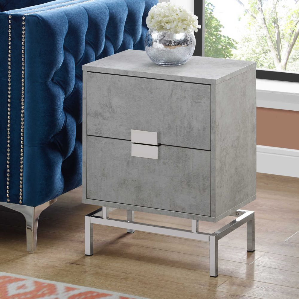 TABLE D'APPOINT - 24"H / CIMENT GRIS / MÉTAL CHROME