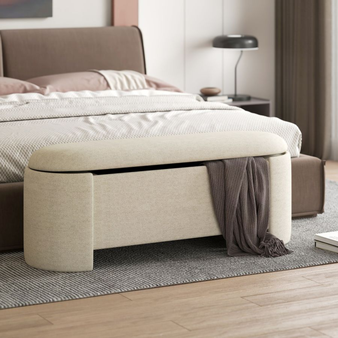 Pouf de rangement Daphné beige