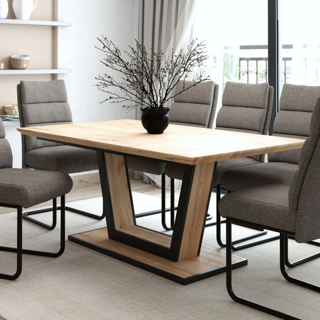 Forna Dining Table W/extension In Natural And Black