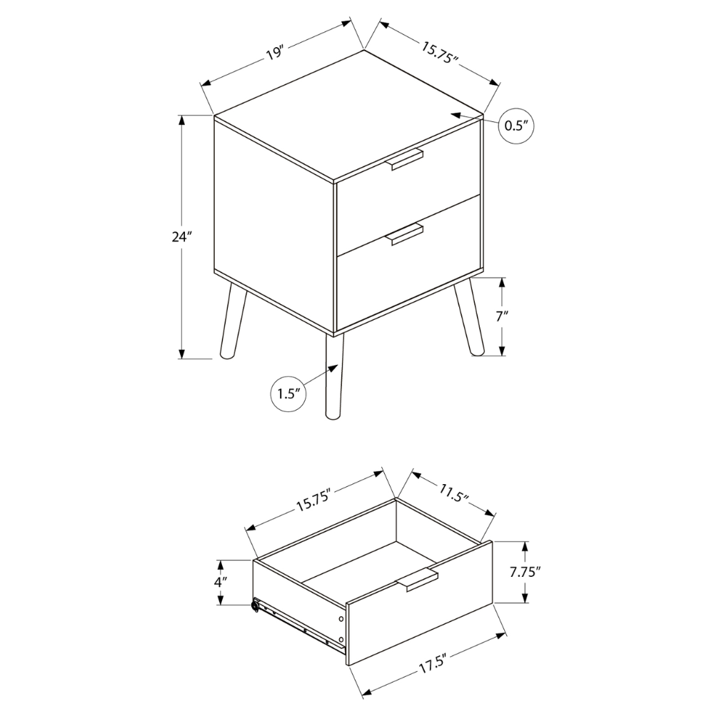 TABLE D'APPOINT - 24"H / TABLE D'APPOINT EN NOYER AVEC 2 TIROIRS