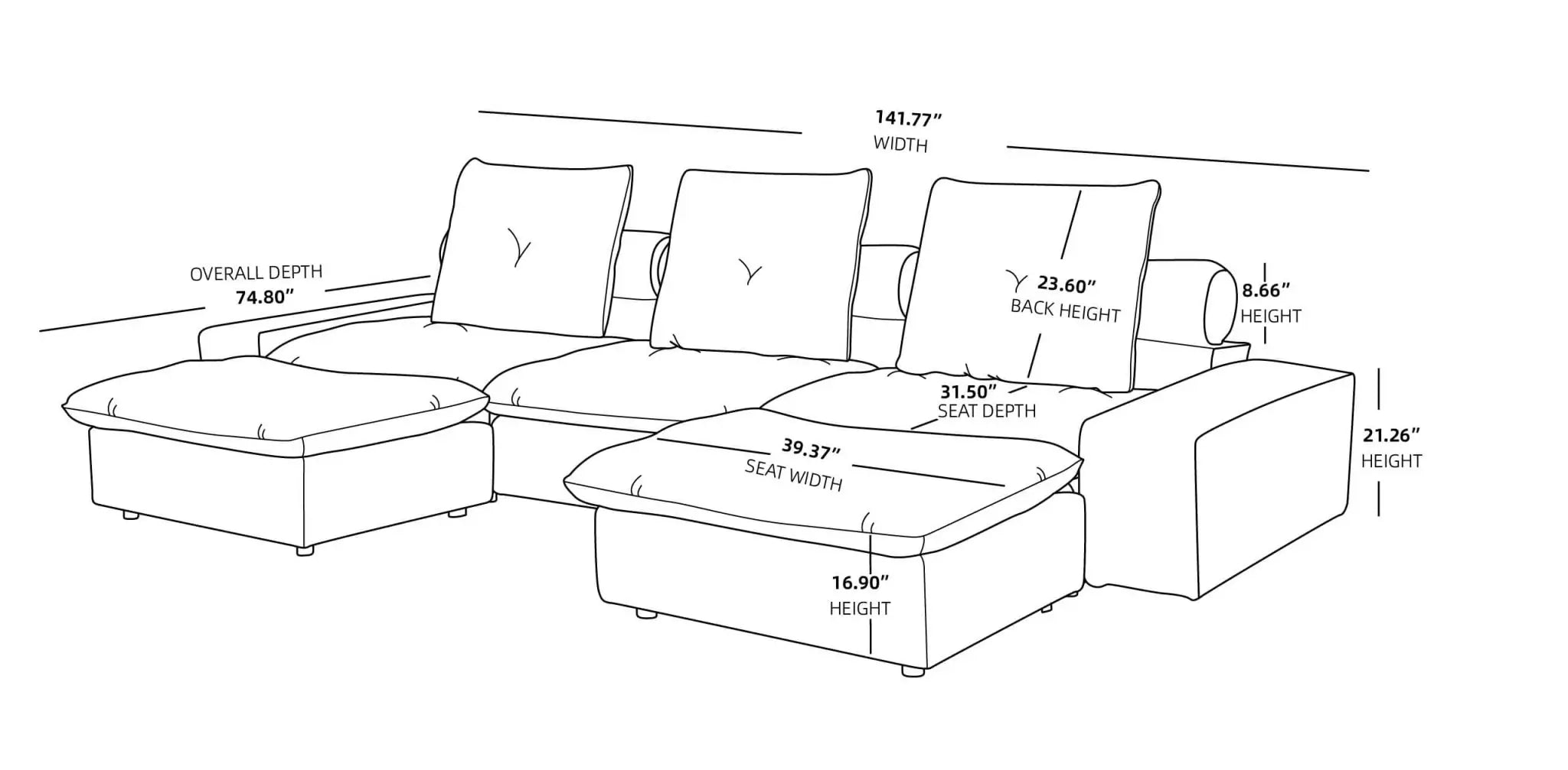 Sky Cloud Deluxe Adjustable Sectional Sofa