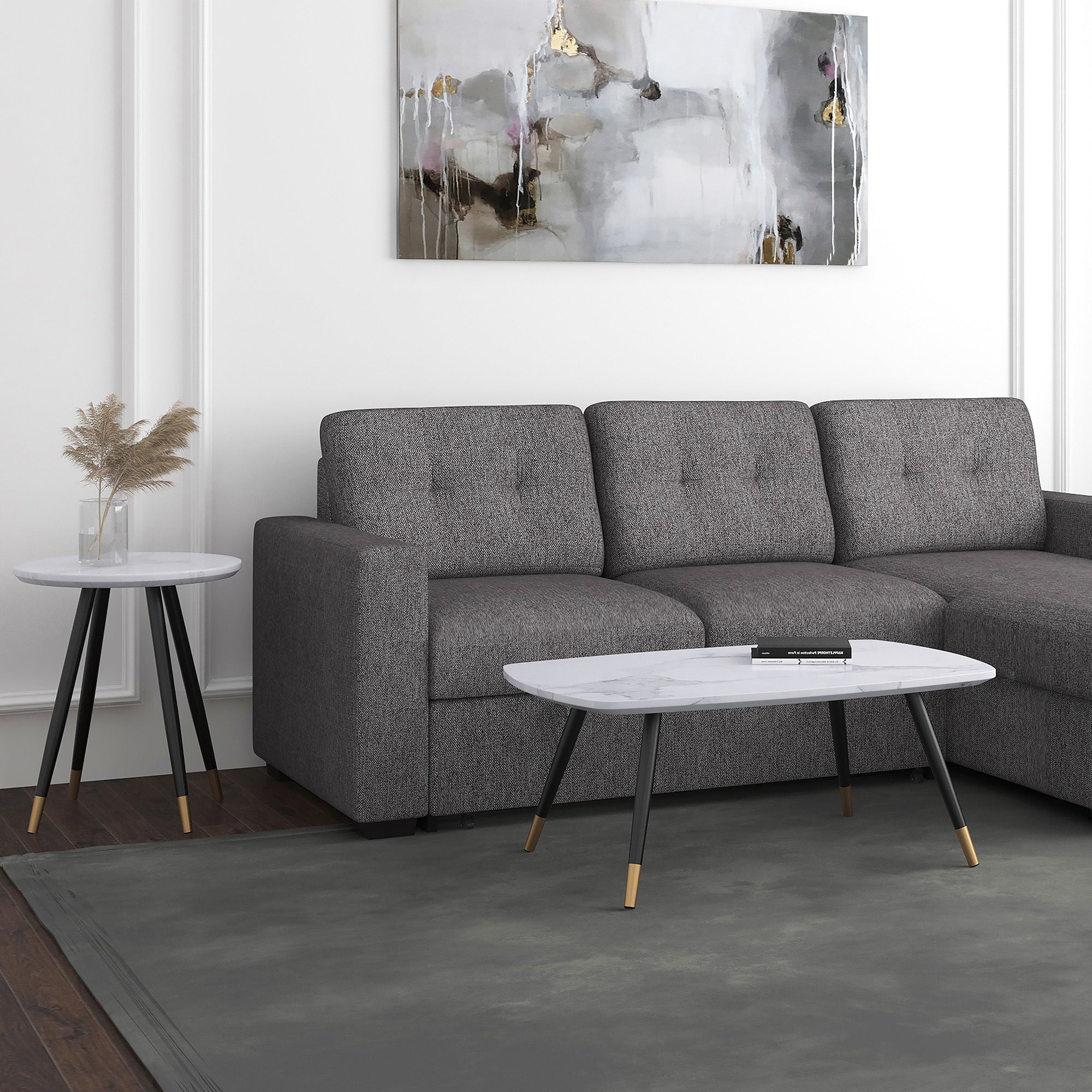 Table basse rectangulaire Emery en blanc et noir
