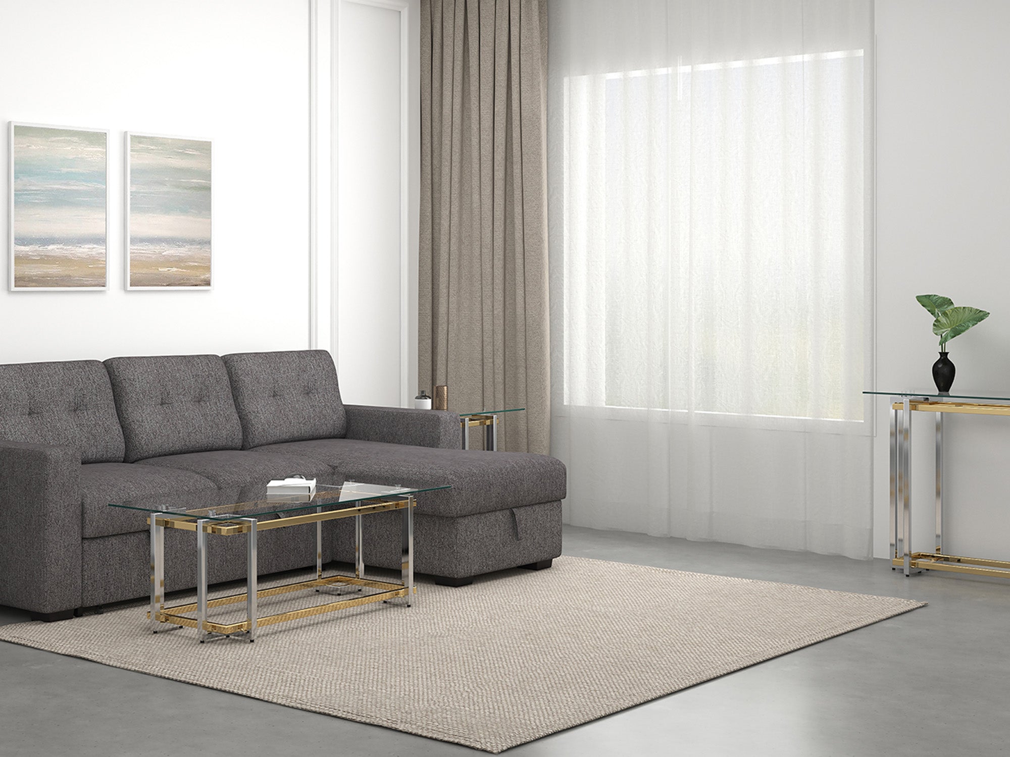 Florina Coffee Table in Silver and Gold