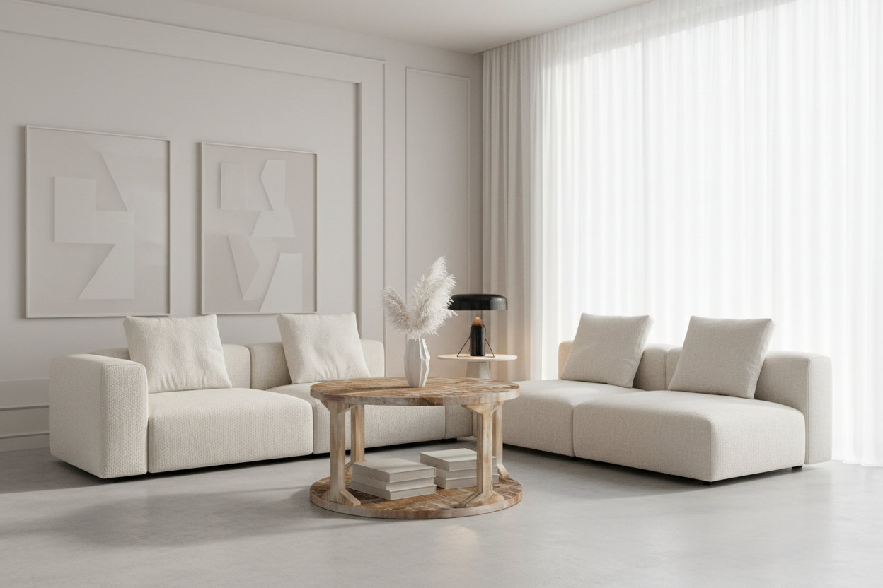 Avni Round Coffee Table in Distressed