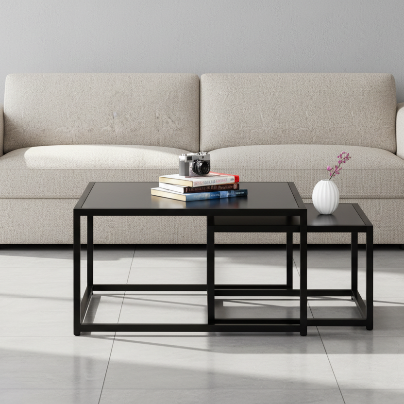 Quinn 2pc Coffee Table Set in Black