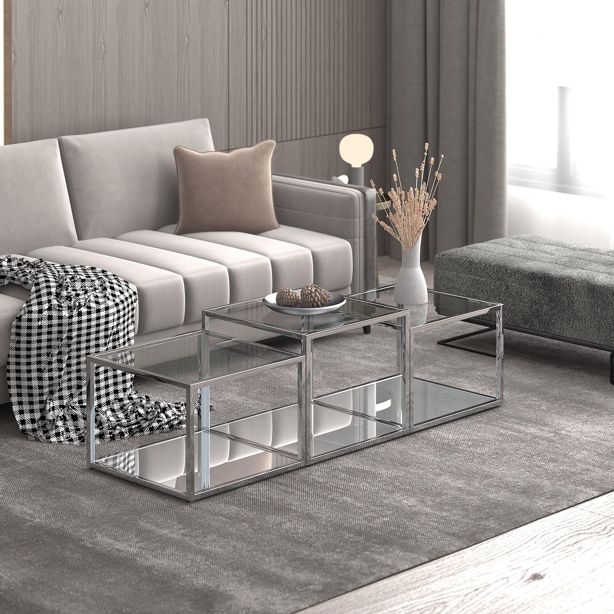 Casini 3pc Multi-Tier Coffee Table Set