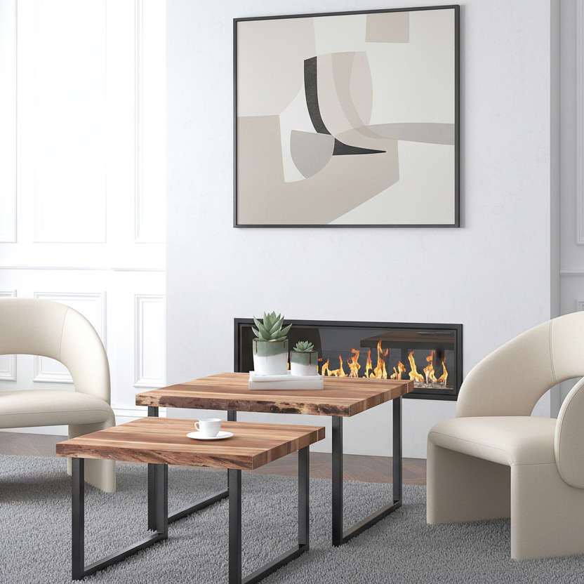 Jivin 2pc Coffee Table Set in Natural and Black