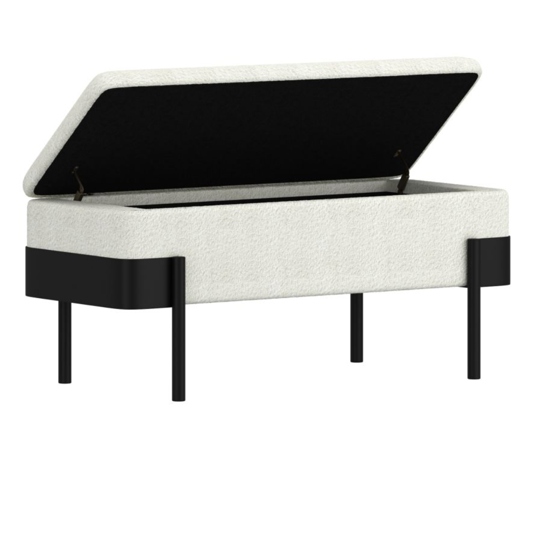 Banc de rangement Odell en ivoire et noir