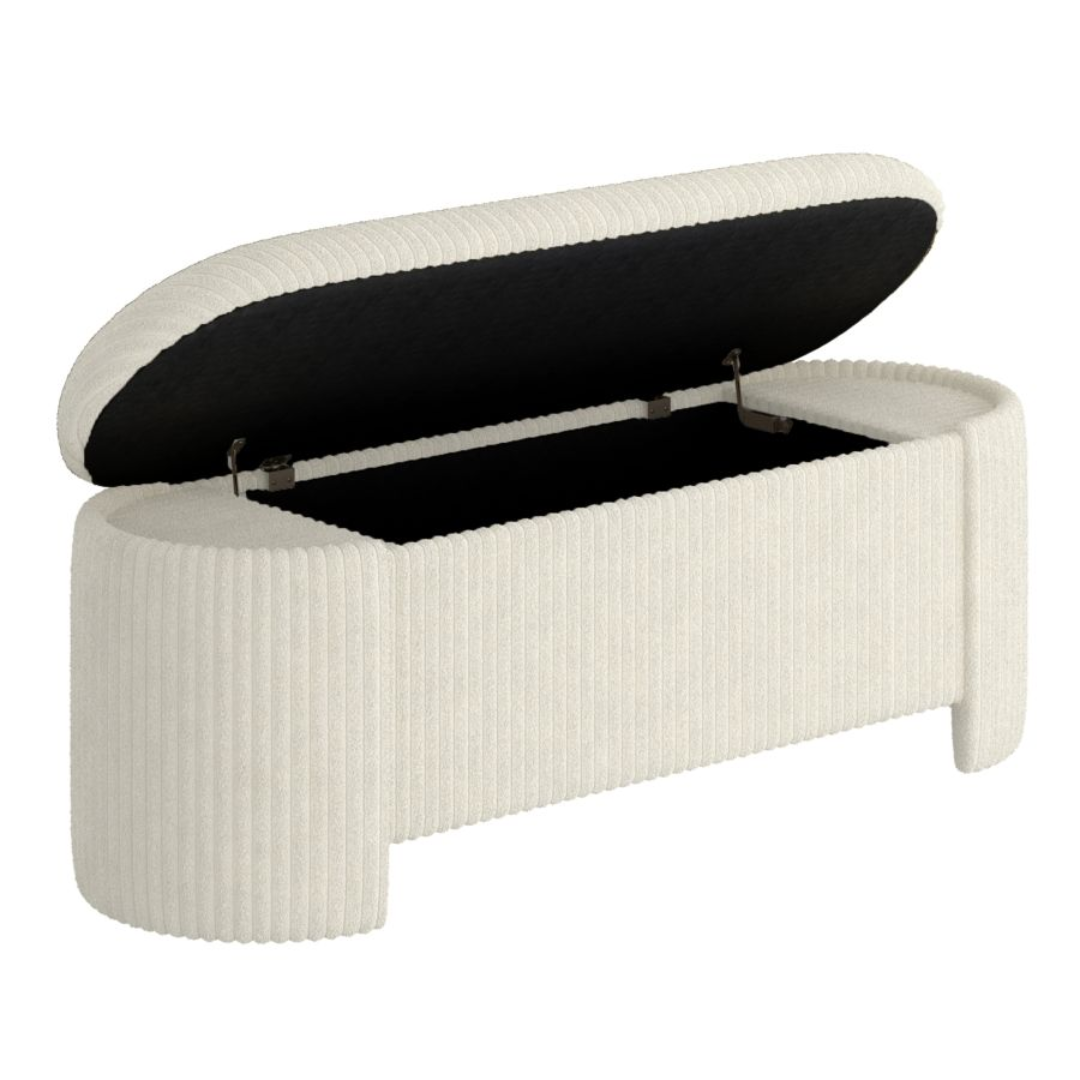 Pouf de rangement Cybil en ivoire