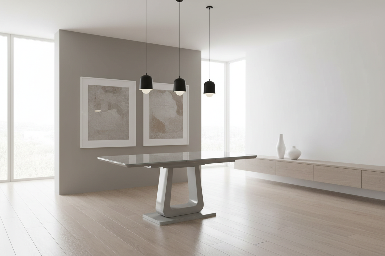 Corvus Dining Table w/Extension in Warm Grey