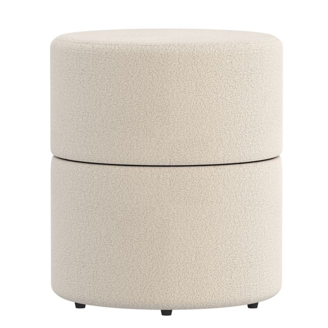 Novar Round Swivel Ottoman in Cream Boucle