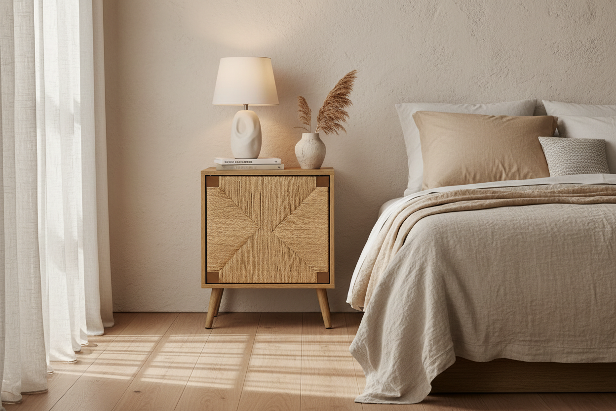 TABLE D'APPOINT - 23"H / NOYER CLAIR / TABLE D'APPOINT EN HERBE MARINE