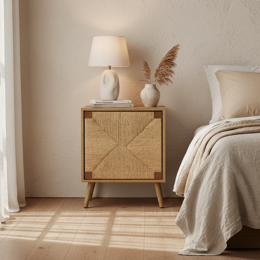 TABLE D'APPOINT - 23"H / NOYER CLAIR / TABLE D'APPOINT EN HERBE MARINE