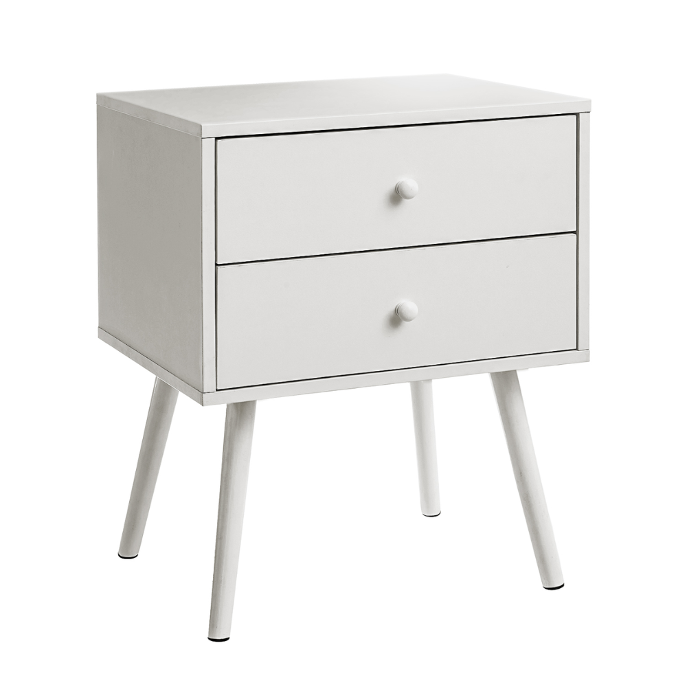 TABLE D'APPOINT - 24"H / TABLE D'APPOINT BLANCHE AVEC 2 TIROIRS