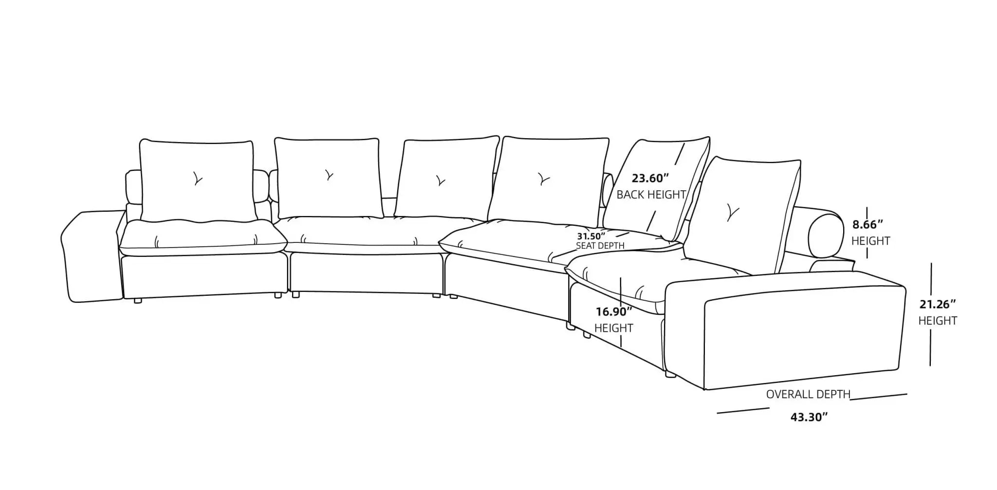 Sky Cloud Deluxe Adjustable Sectional Sofa