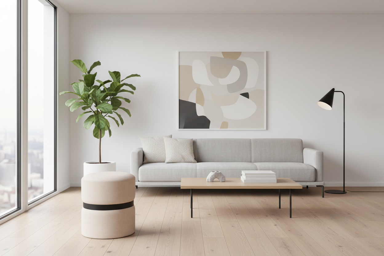 Demi-Round Ottoman-Beige