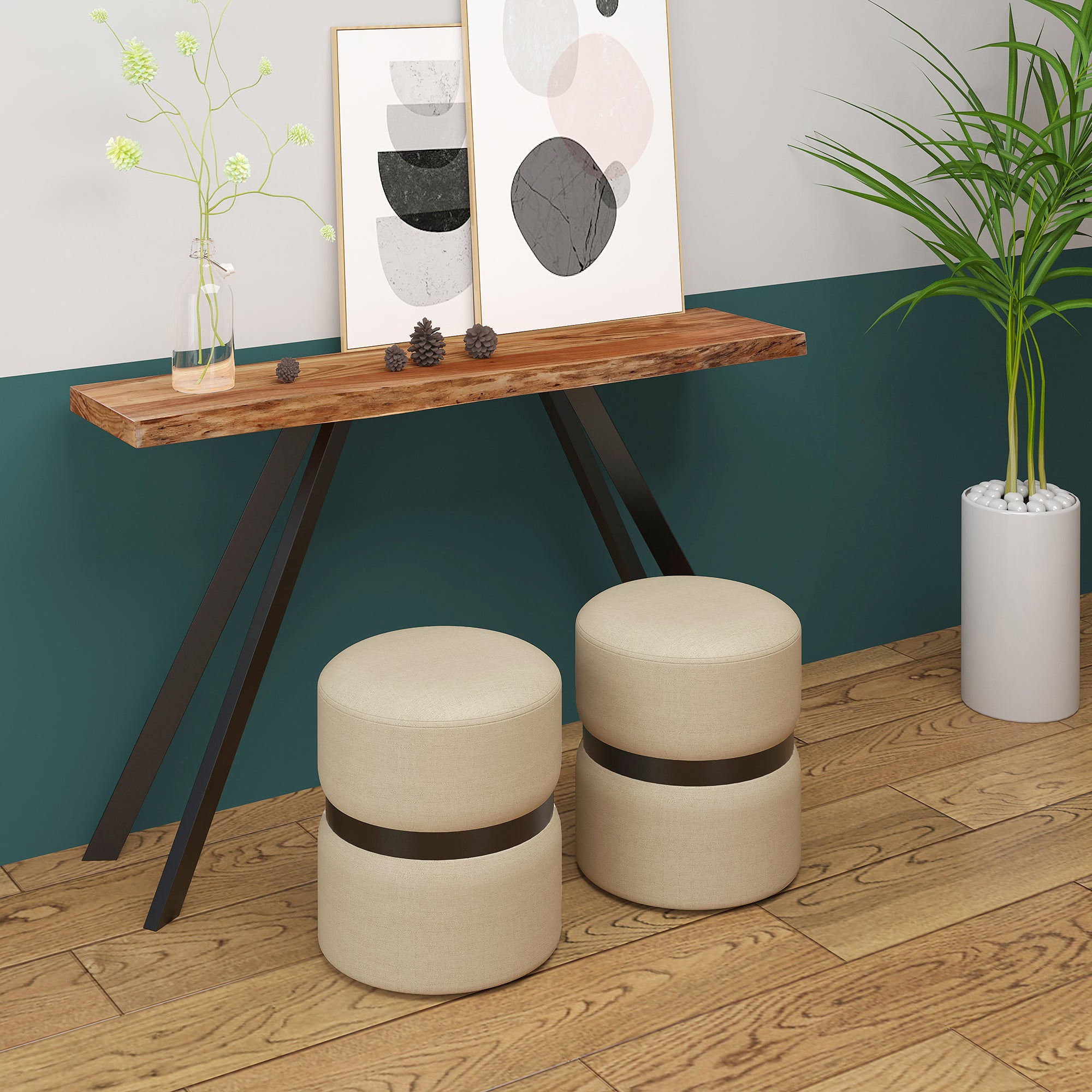 Demi-Round Ottoman-Beige