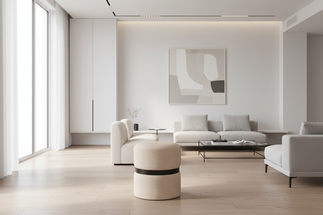 Demi-Round Ottoman-Beige