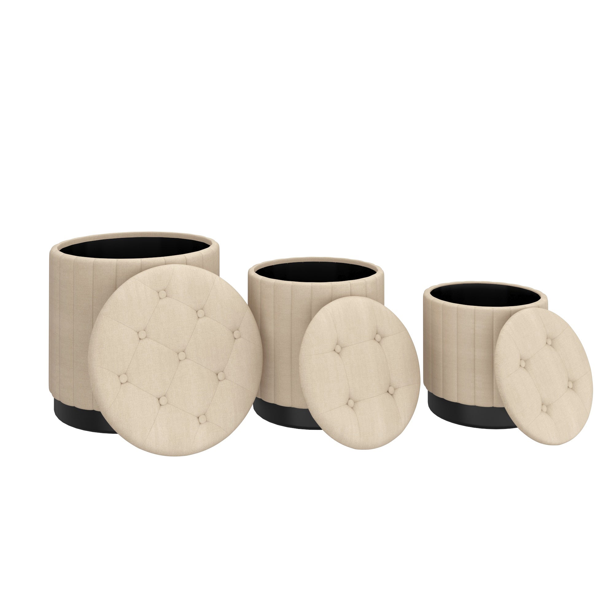 Lexi-3Pc Storage Ottoman Set