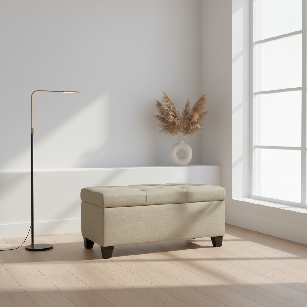 Harper Storage Ottoman-Beige