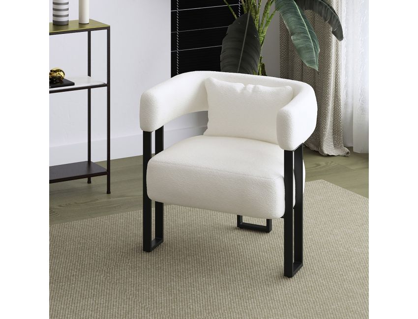 Scarlet Accent Chair in Ivory Boucle and Black