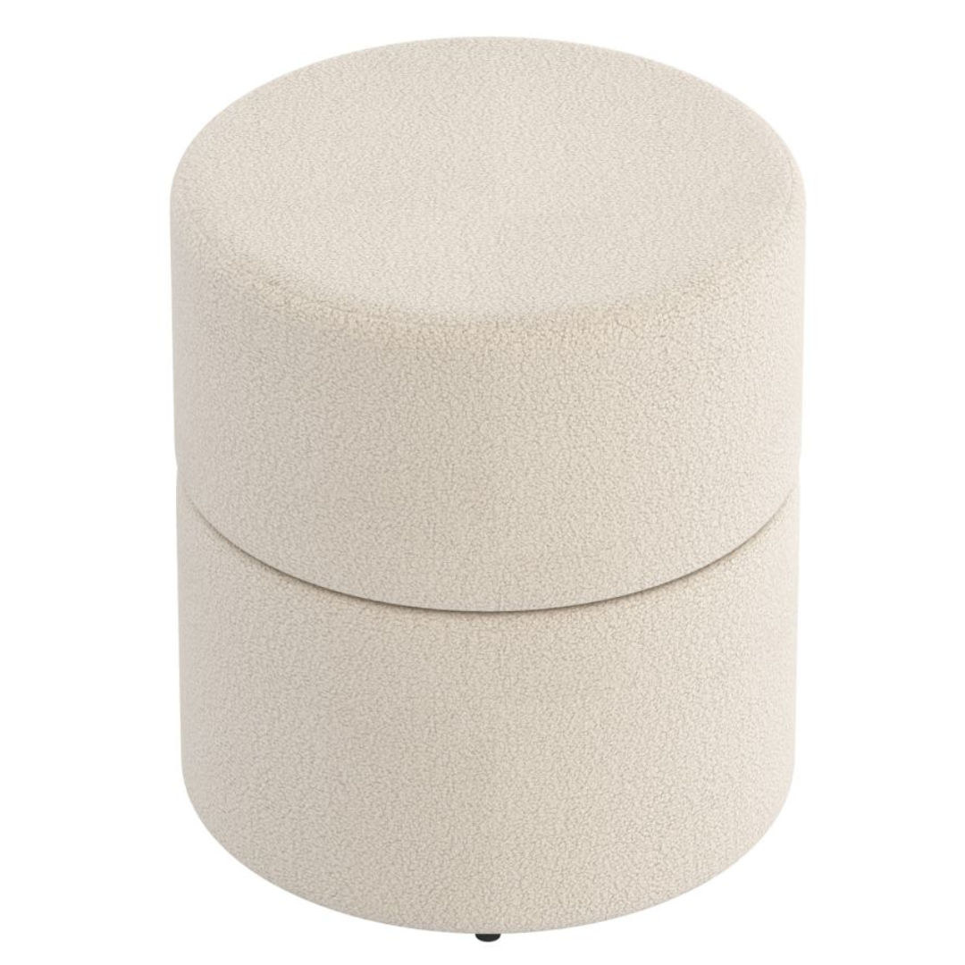 Novar Round Swivel Ottoman in Cream Boucle
