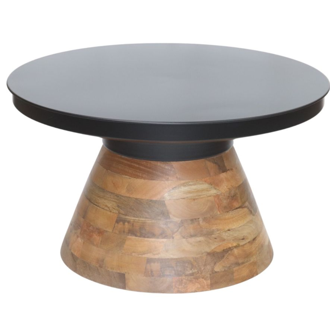 Table basse ronde Boden en noir et noyer
