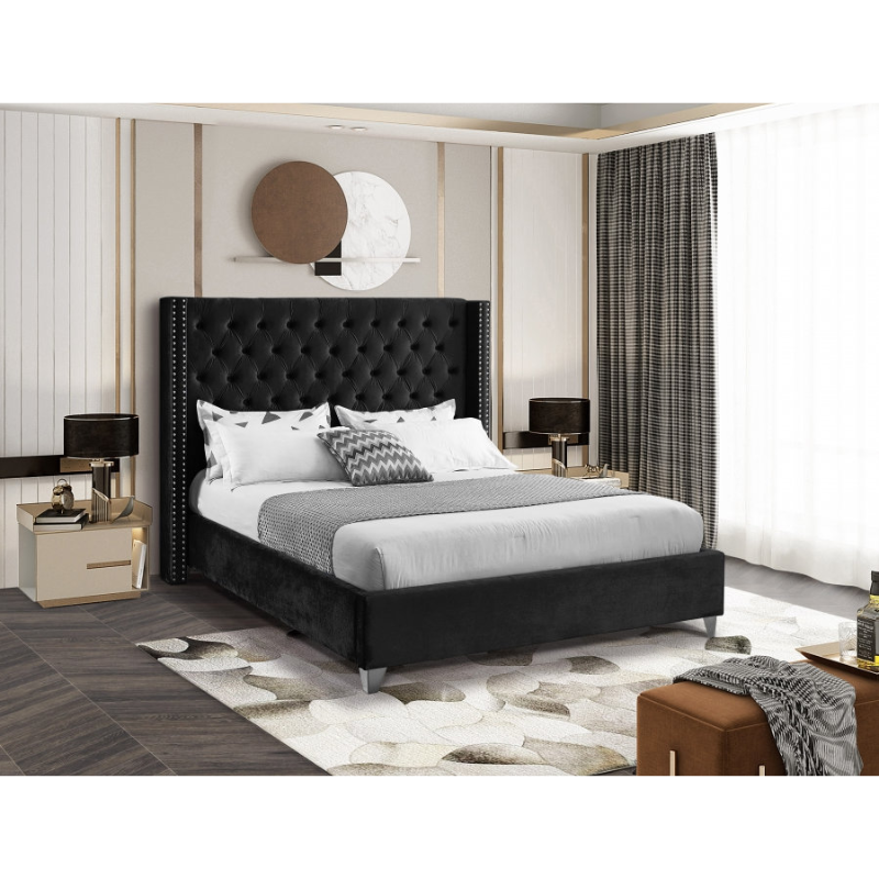 IF-5893 Black Contemporary Bed