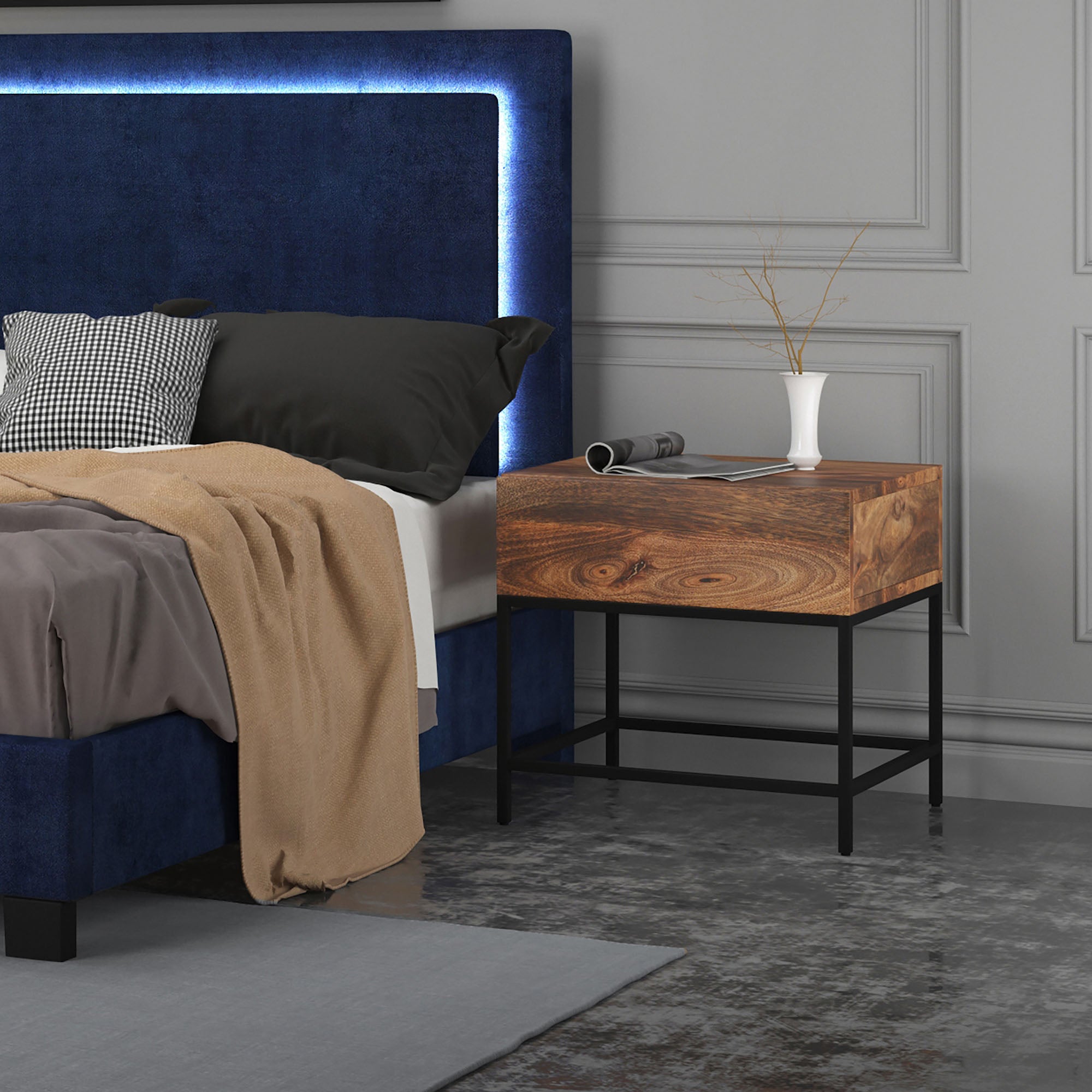 Table d'appoint Ojas en naturel brûlé et noir