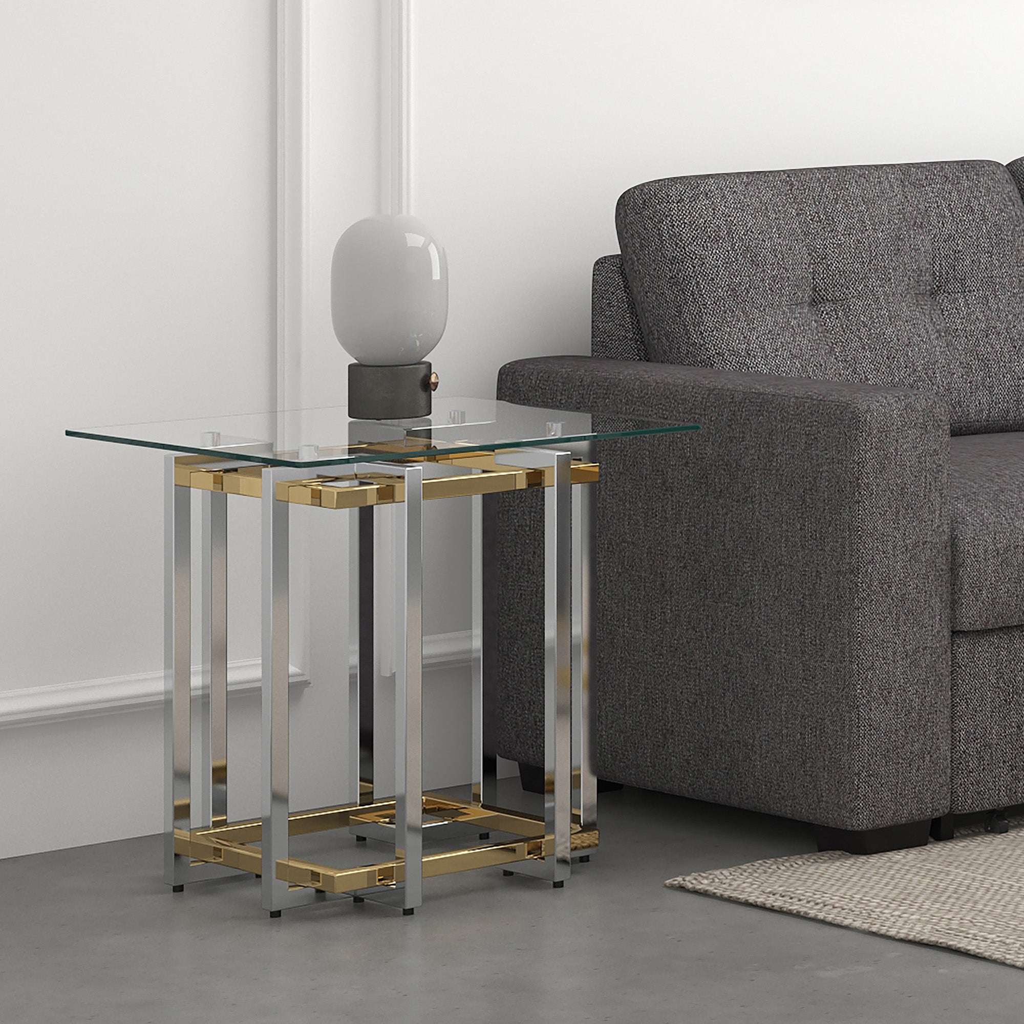 Table d'appoint Florina en argent et or