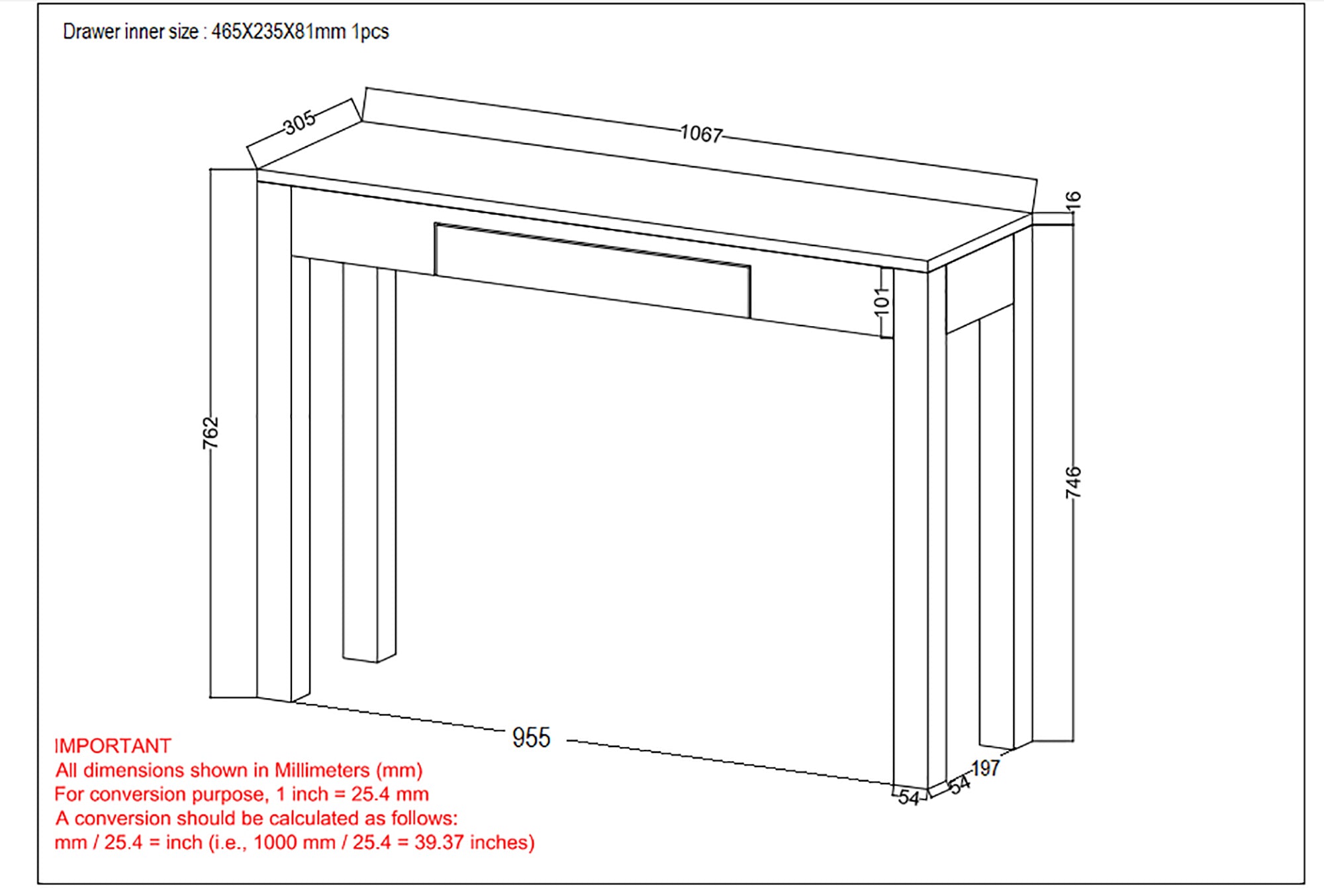 Console/bureau Idris en sheesham foncé