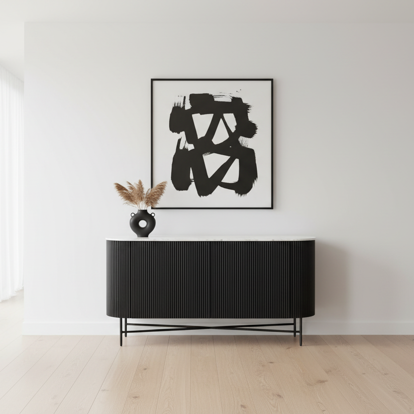 Reyna Sideboard, 57" in Black and White