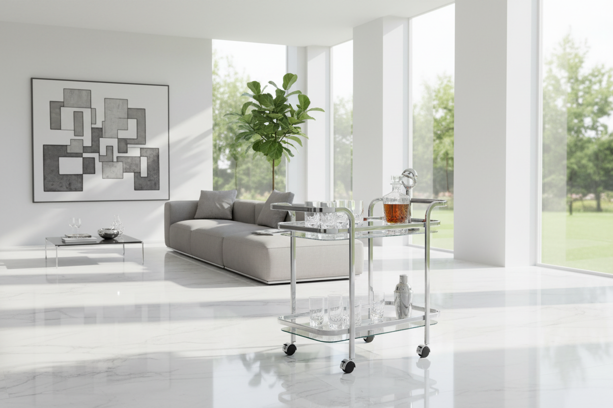 Zedd 2-tier Bar Cart in Chrome