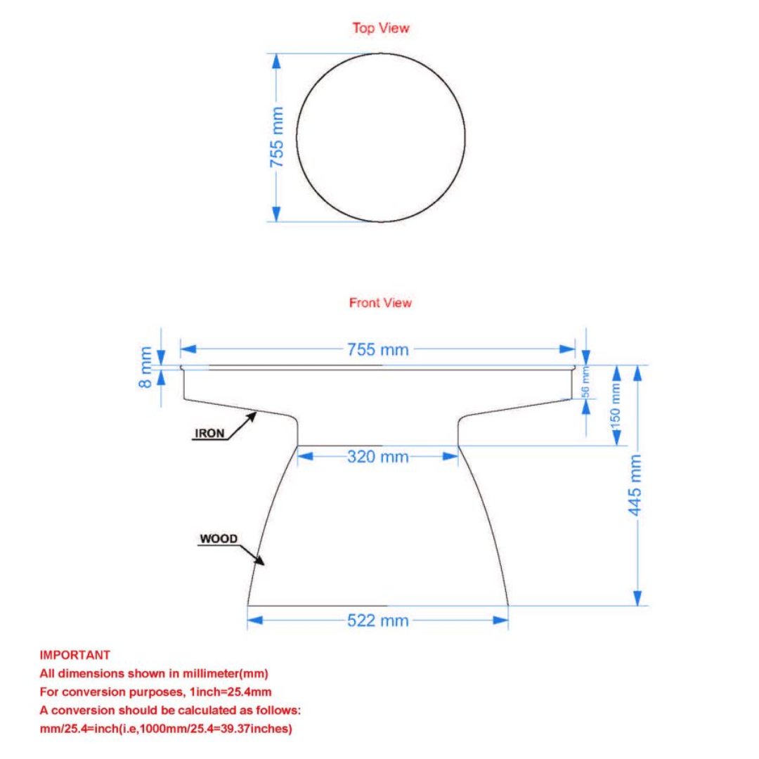 Table basse ronde Boden en noir et noyer