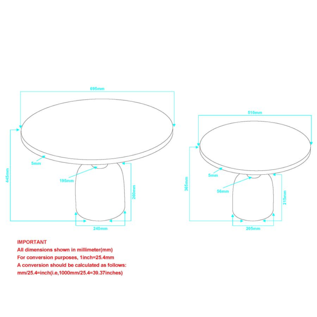 Ensemble de 2 tables basses rondes Adira en or antique et noir