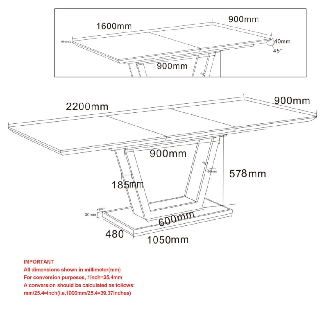 Forna Dining Table W/extension In Natural And Black