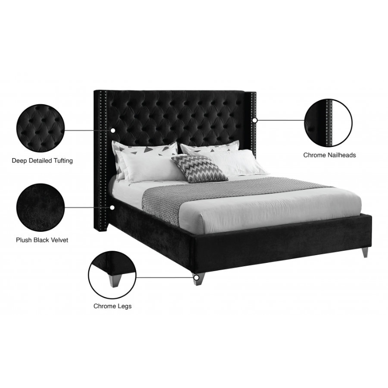 IF-5893 Black Contemporary Bed