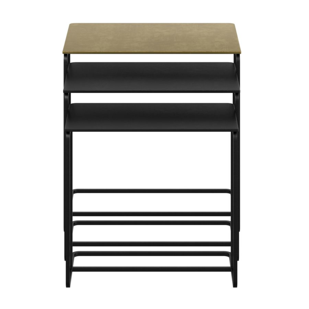 Ensemble de 3 tables d'appoint Bristol en or antique et noir