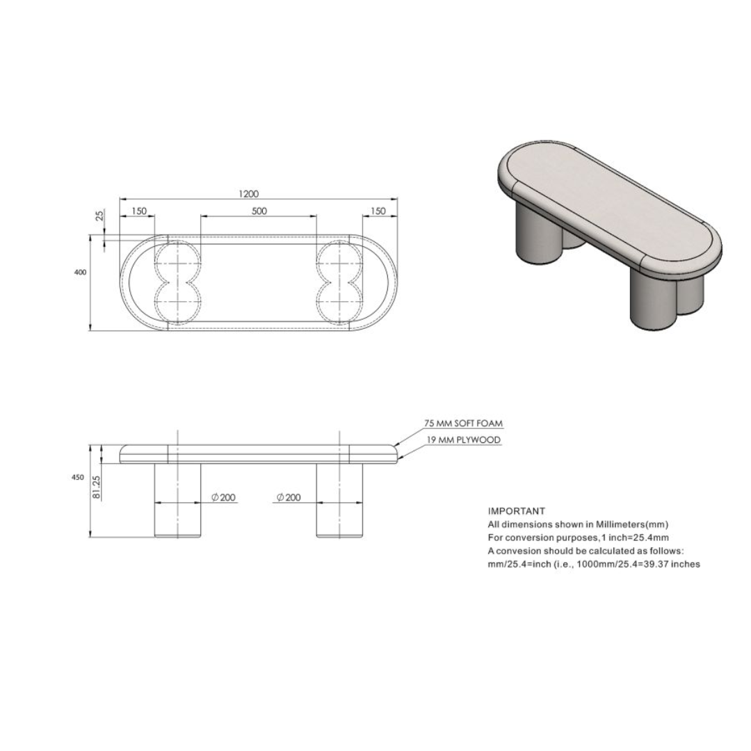 Banc Azoro avec tissu bouclé doux