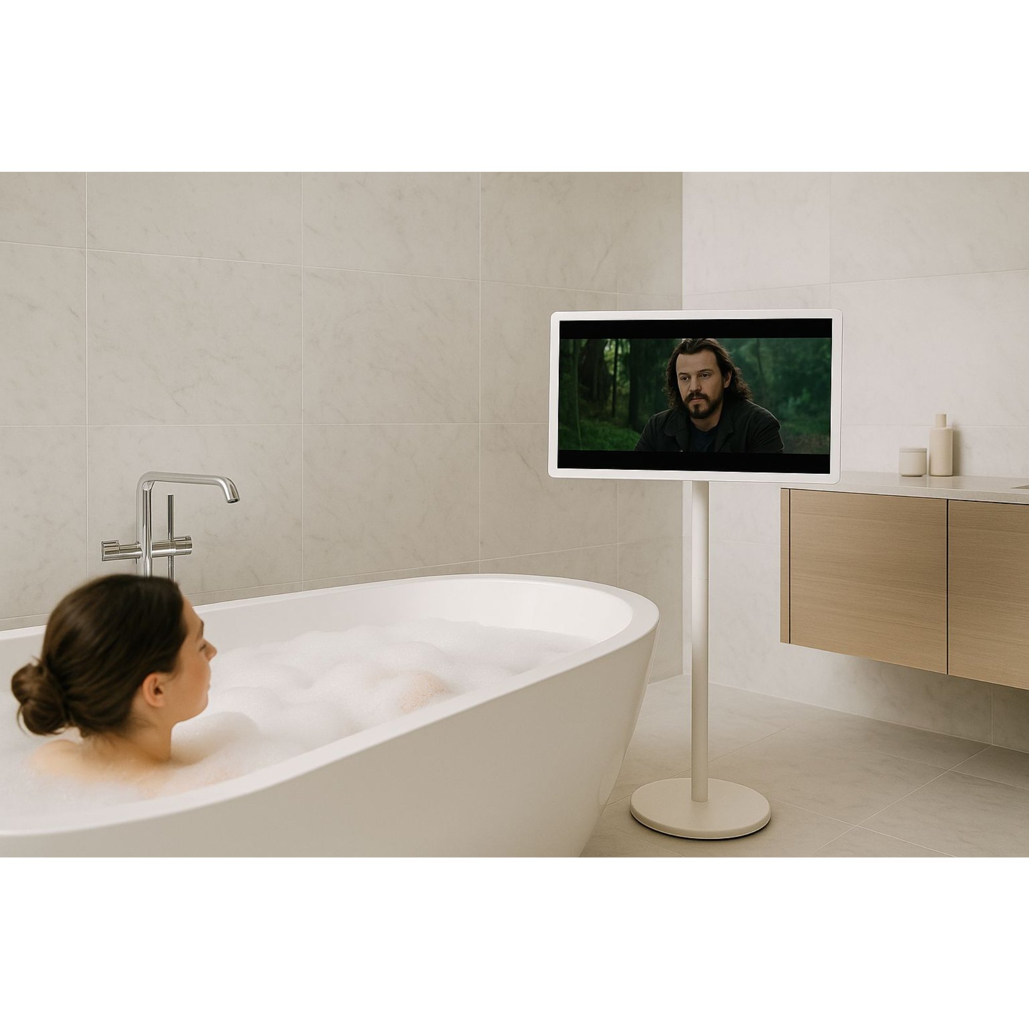 MOVEI 27″ Smart Wireless Screen with Mobile Stand – Touch Display & Battery Powered