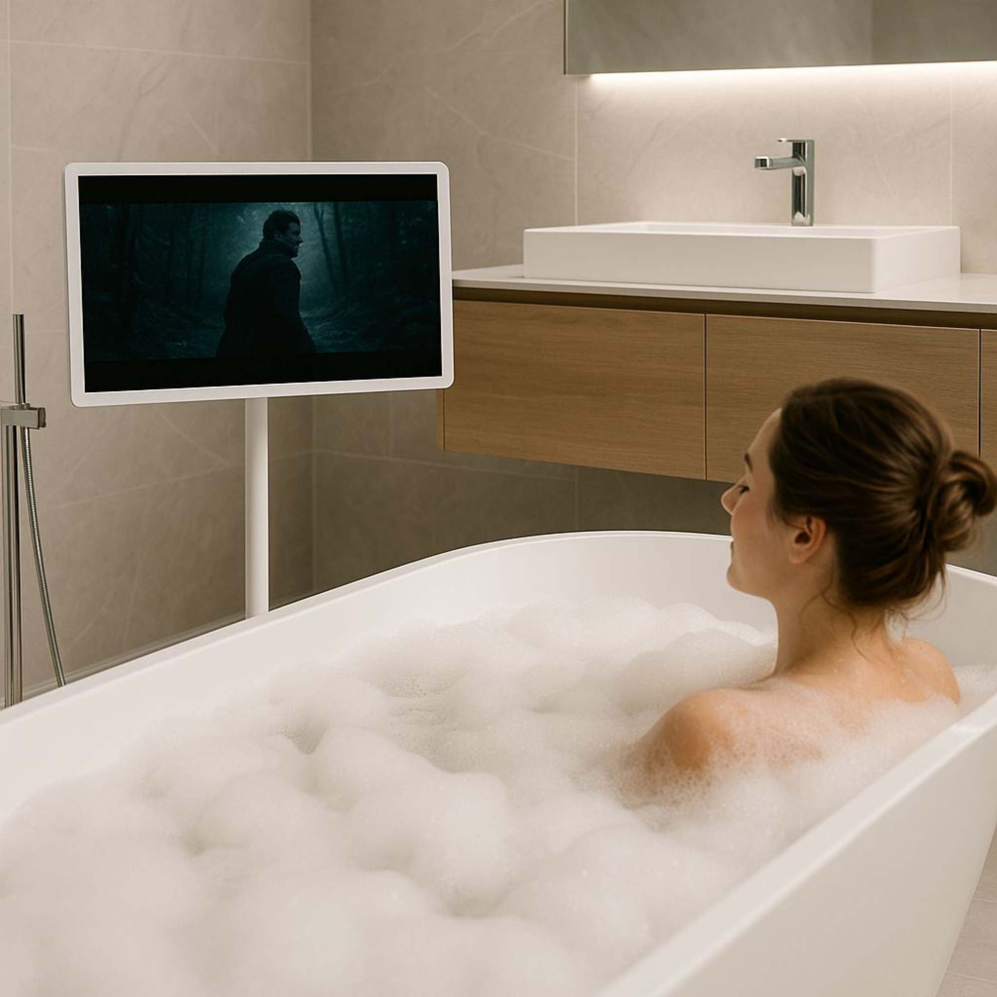 Écran sans fil intelligent MOVEI avec support pour mobile – Écran tactile et alimentation par batterie